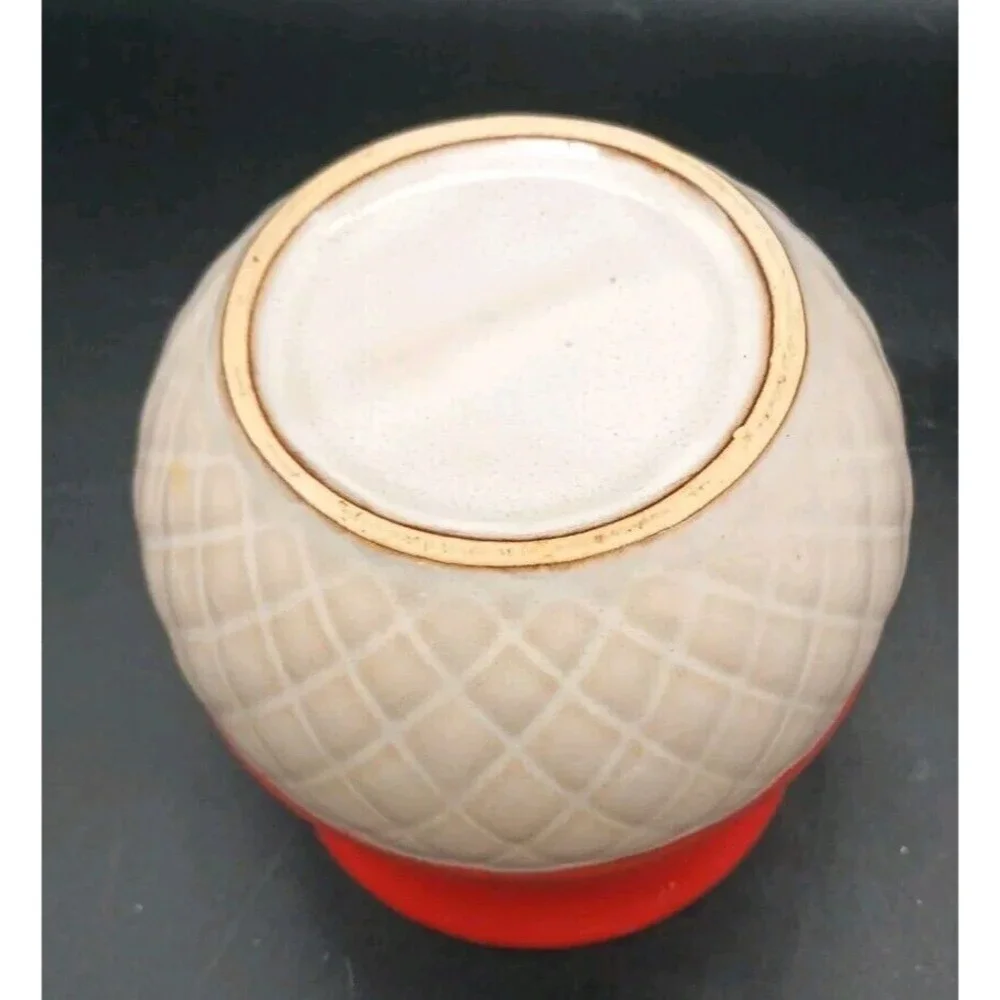 Vtg Canister Burnt Orange Quilted Taupe Tan Kitchen Bathroom